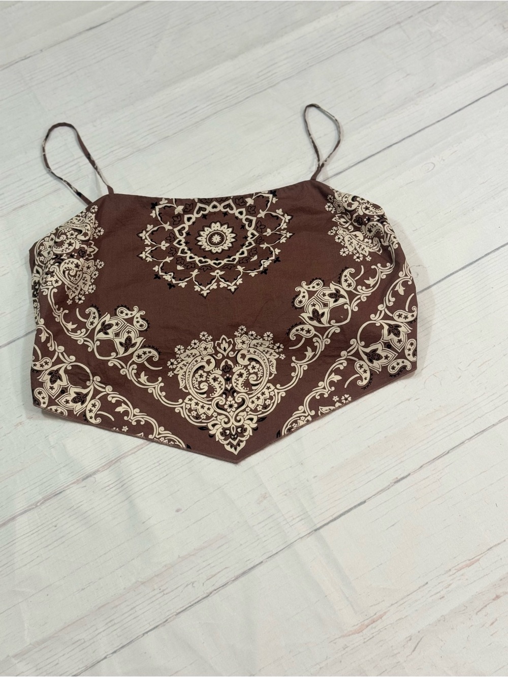 American Eagle Outfitters Brown Paisley Bandana Crop Cami - Picture 6 of 13
